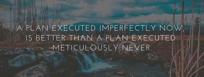 A plan executed imperfectly now, is better than a plan executed meticulously never.