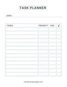 FREE Task Planner by The Bold+Balanced Life